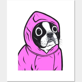 Pink Boston Terrier Hoodie Posters and Art